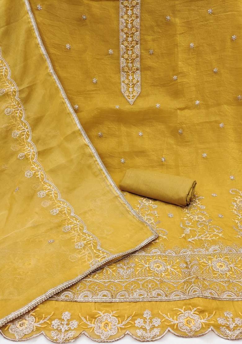 Beige Embroidered Blended Straight Kurta Set - Indya