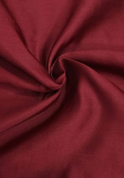 Red Embroidered Silk Dress Material