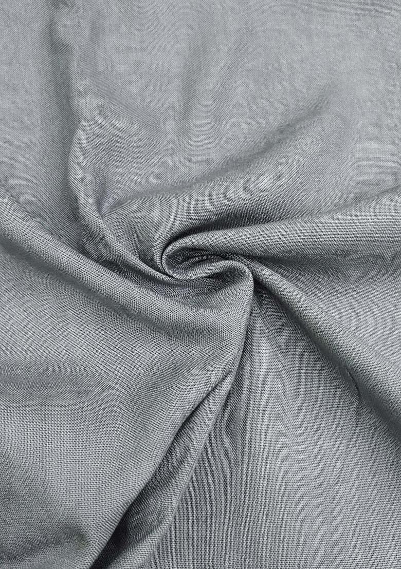 Grey Embroidered Oragnza Dress Material - Indya