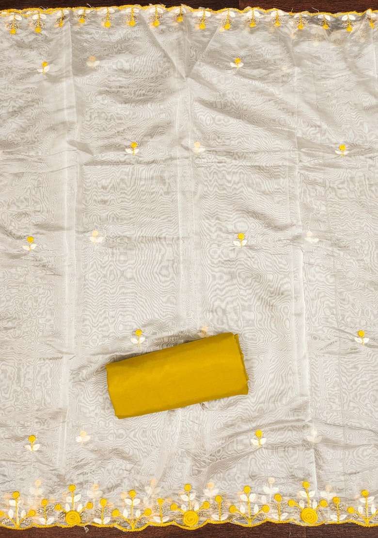 Mustard Embroidered Silk Blend Straight Kurta Set - Indya