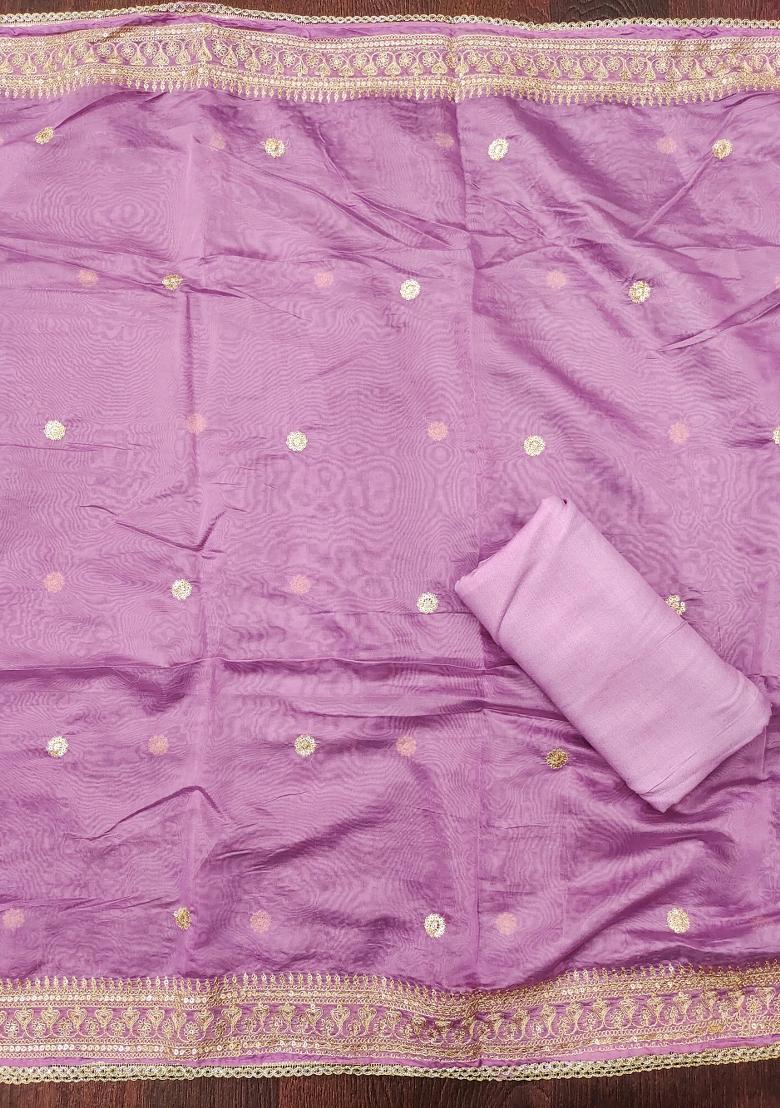 Yellow Embroidered Silk Dress Material