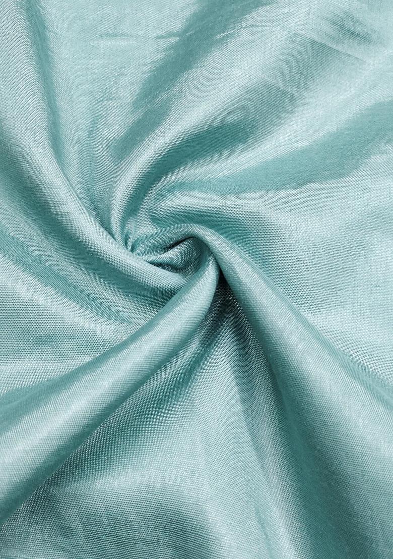 Teal Embroidered Oragnza Dress Material - Indya