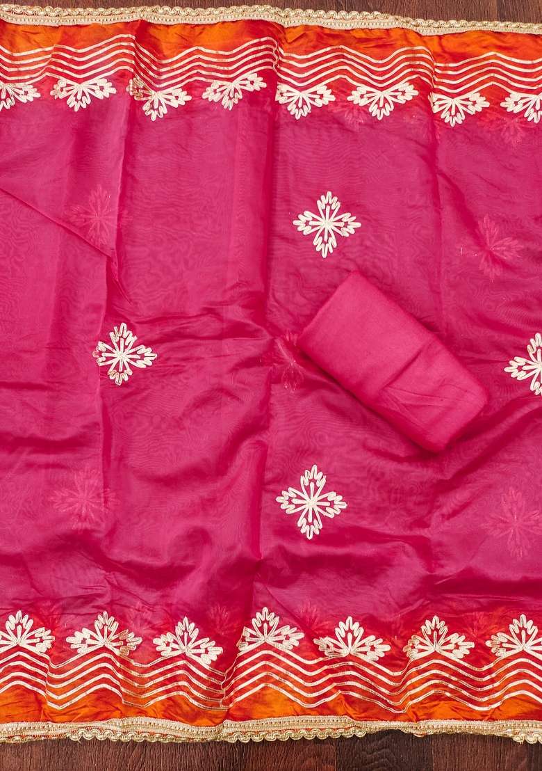Multicolor Bandhani Organza Punjabi Suit - Indya