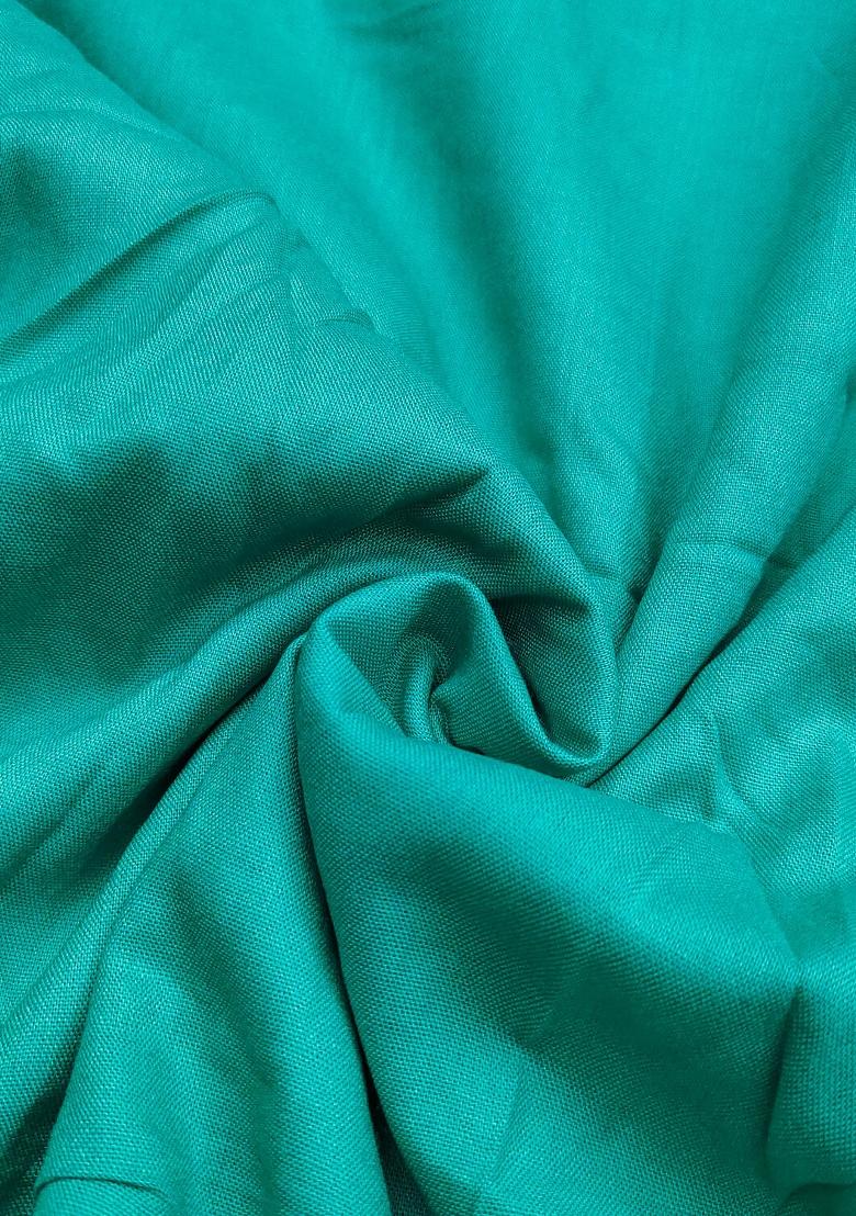 Green Embroidered Oragnza Dress Material - Indya