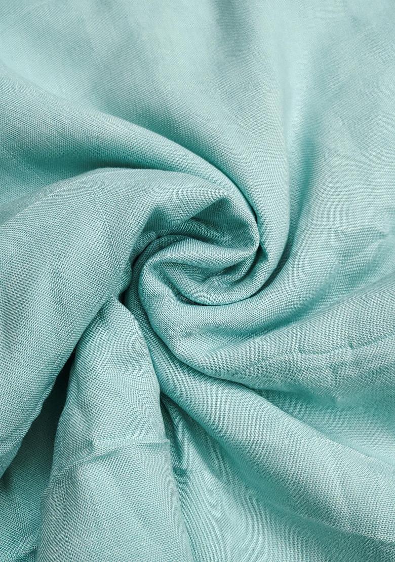 Sky Blue Embroidered Cotton Blend Dress Material - Indya