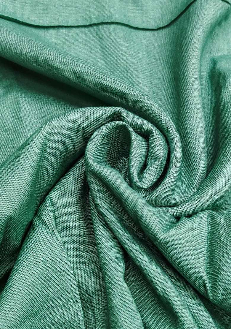 Green Embroidered Silk Blend Dress Material - Indya