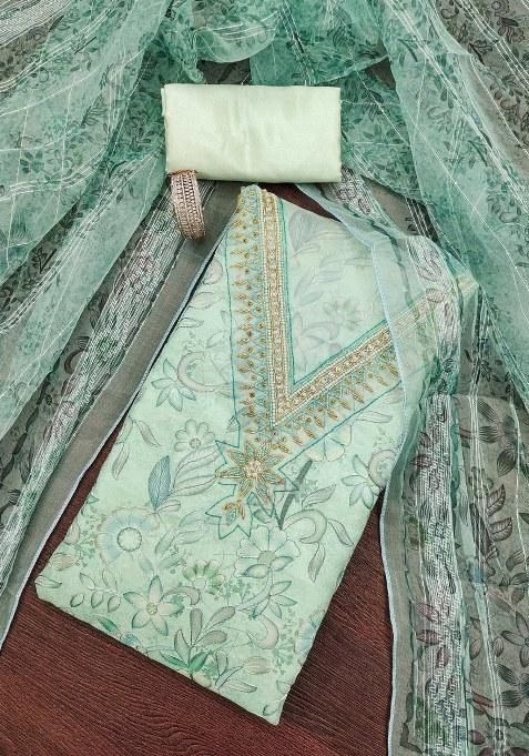 Sea Green Embroidered Organza Pakistani Suit Set