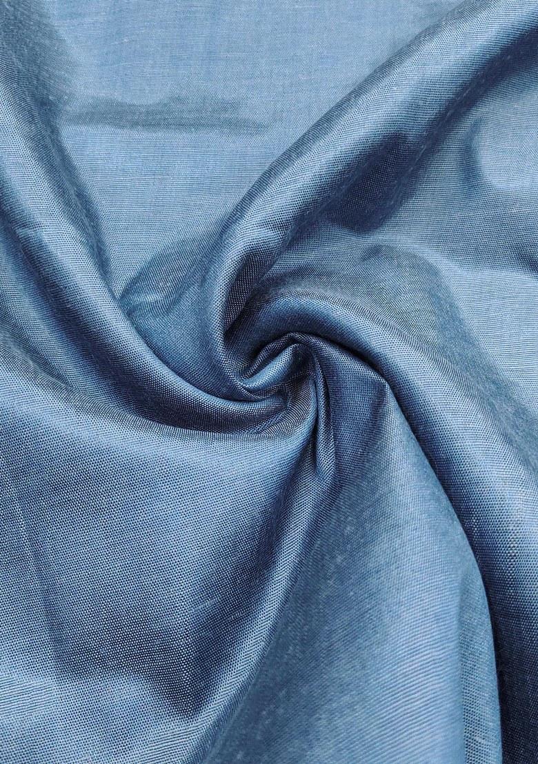 Teal Embroidered Oragnza Dress Material - Indya