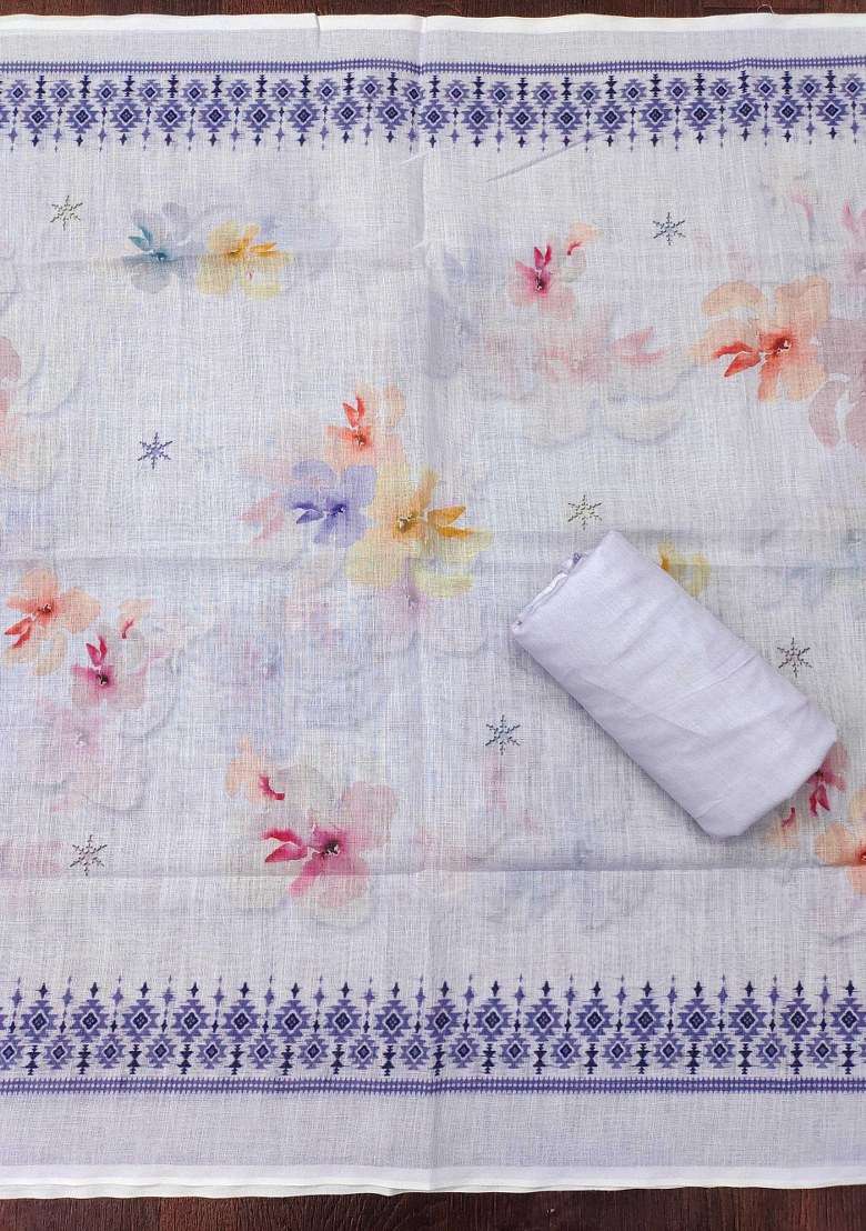 Lavender Embroidered Blended Straight Kurta Set - Indya