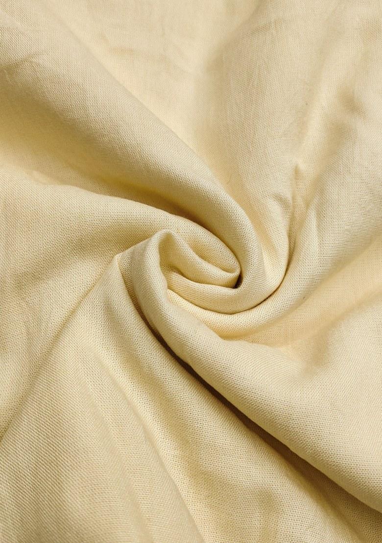 Cream Embroidered Cotton Blend Dress Material - Indya