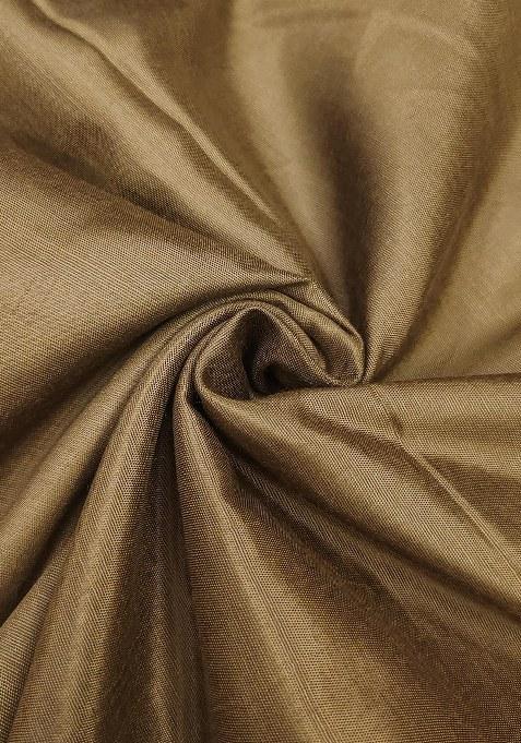 Caramel Brown Embroidered Cotton Blend Dress Material