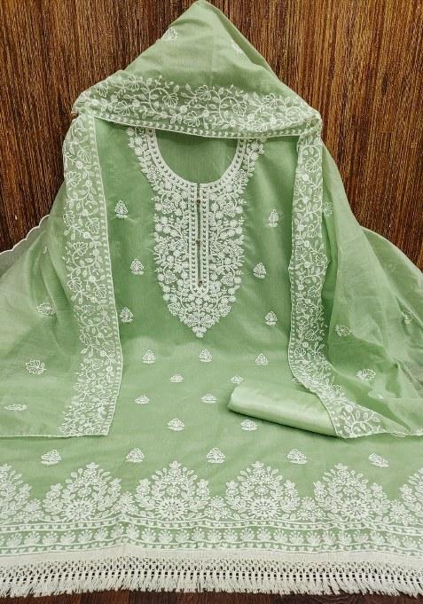 Light Green Chikankari Cotton Pakistani Suit Set