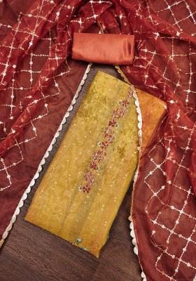 Multicolor Embroidered Simmer Dress Material