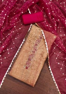 Multicolor Embroidered Simmer Dress Material