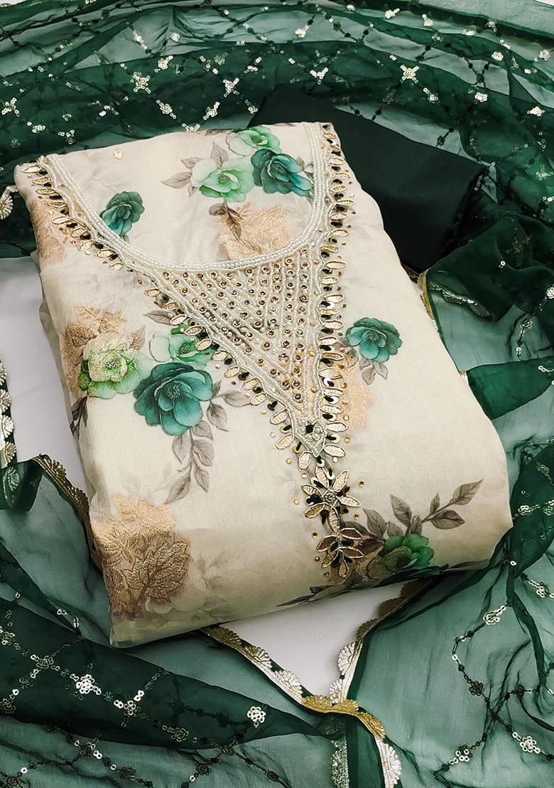 Multicolor Embroidered Viscose Dress Material