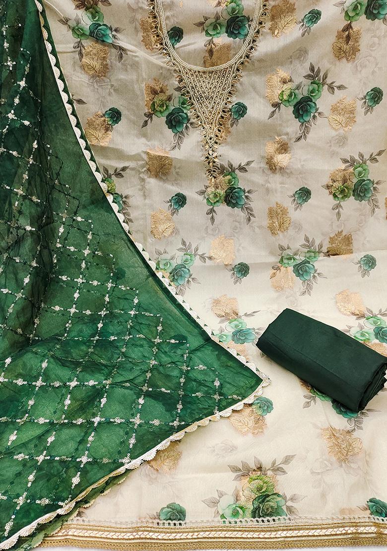 Multicolor Embroidered Viscose Dress Material