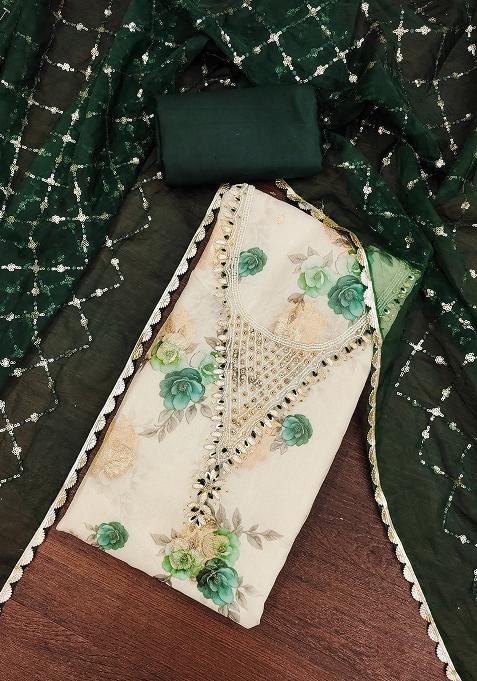 Multicolor Embroidered Viscose Dress Material