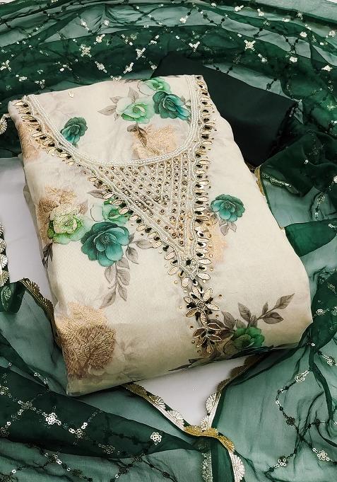 Multicolor Embroidered Viscose Dress Material