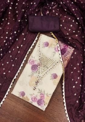 Multicolor Embroidered Viscose Dress Material