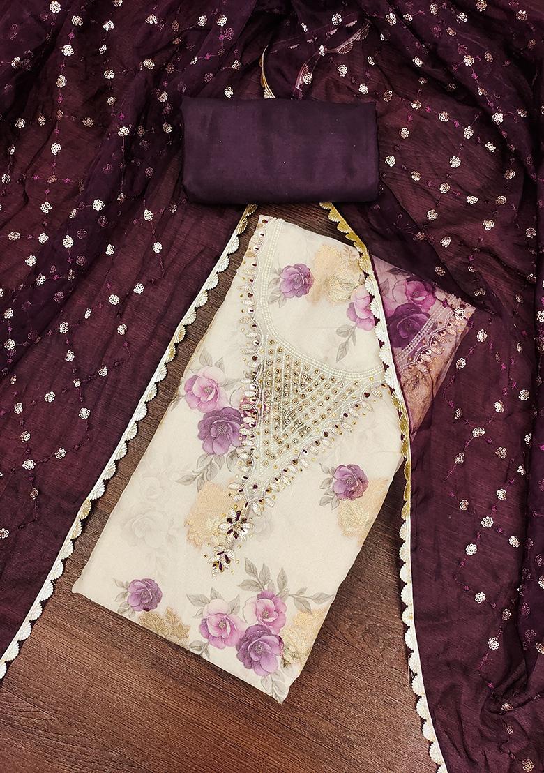 Multicolor Embroidered Viscose Dress Material