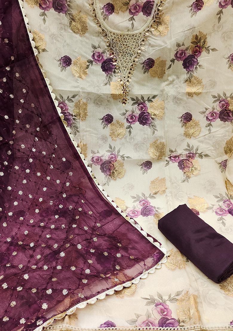 Multicolor Embroidered Viscose Dress Material