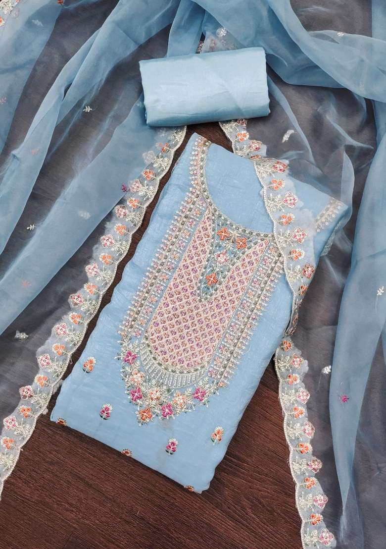 Sea Green Embroidered Viscose Straight Kurta Set - Indya