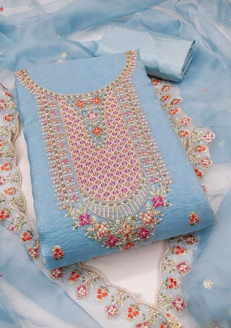 Sea Green Embroidered Viscose Straight Kurta Set - Indya