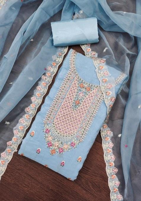 Sea Green Embroidered Viscose Straight Kurta Set