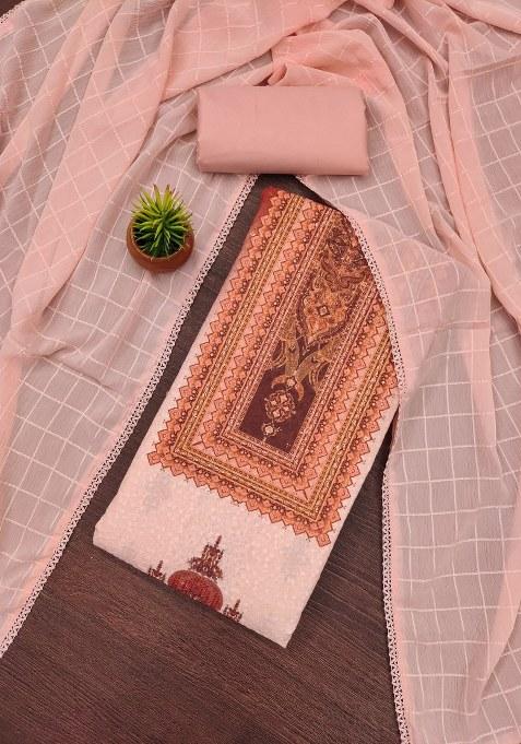 Multicolor Embroidered Cotton Blend Dress Material