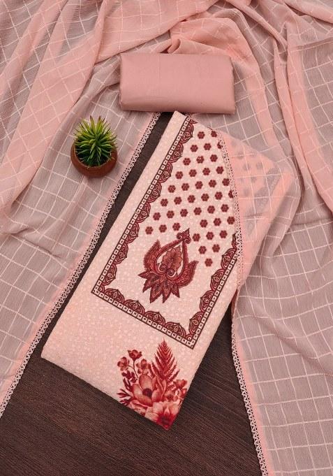 Multicolor Embroidered Cotton Blend Dress Material