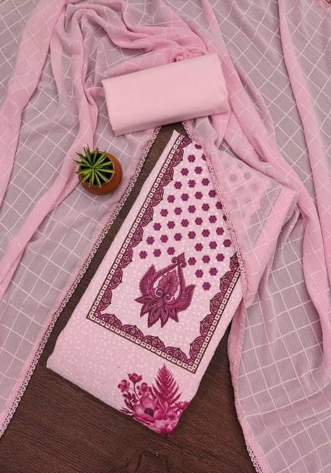 Multicolor Embroidered Cotton Blend Dress Material