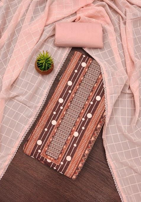 Multicolor Embroidered Cotton Blend Dress Material