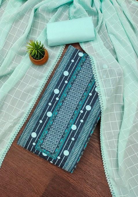 Multicolor Embroidered Cotton Blend Dress Material