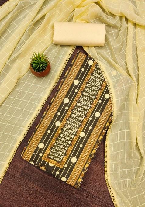 Multicolor Embroidered Cotton Blend Dress Material