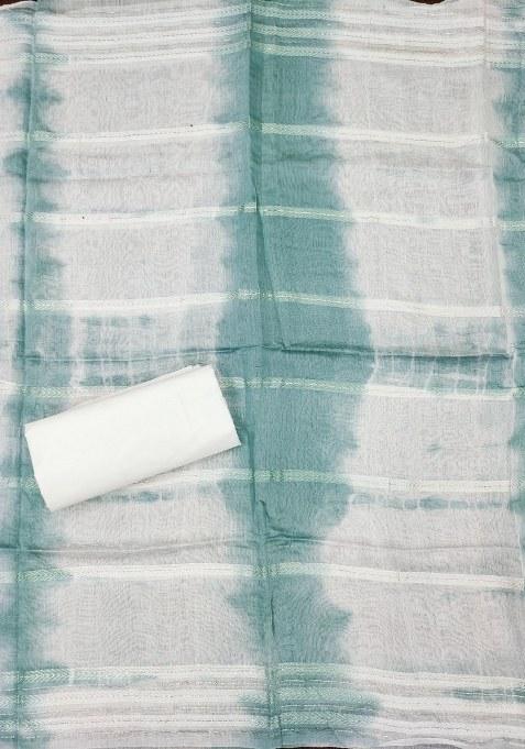 Sea Green Embroidered Cotton Blend Dress Material