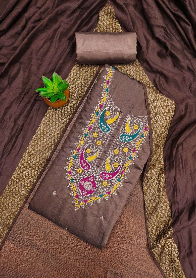 Lavender Embroidered Blended Straight Kurta Set - Indya
