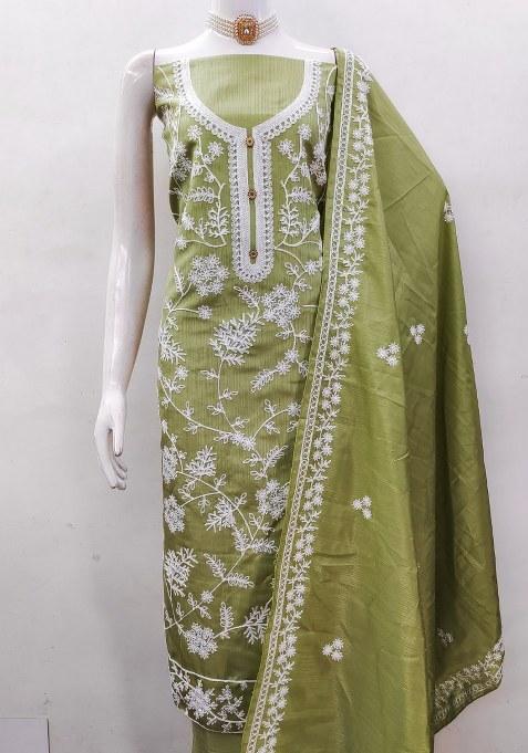 Green Chikankari Silk Kurta