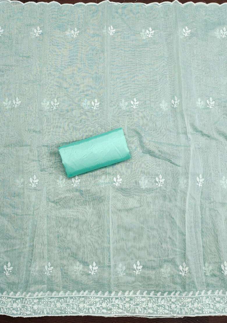 Sea Green Chikankari Cotton Straight Kurta Set - Indya