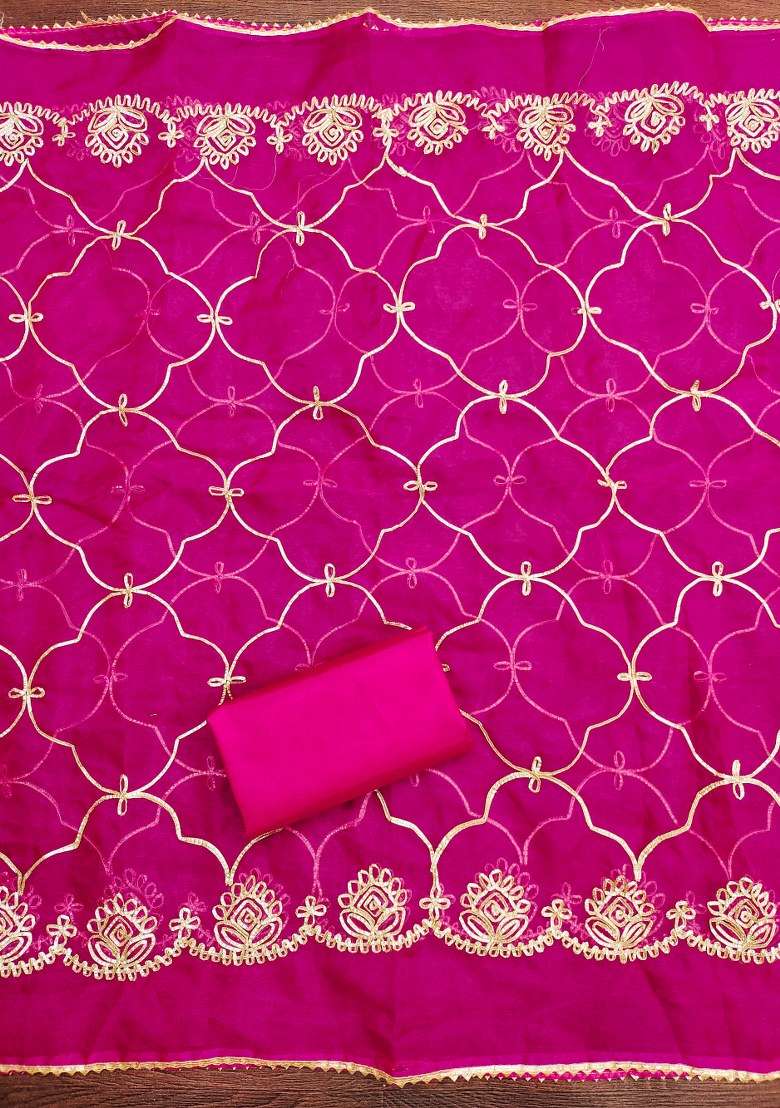 Multicolor Embroidered Organza Straight Kurta Set - Indya