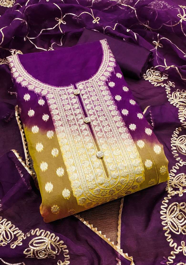 Multicolor Embroidered Organza Straight Kurta Set - Indya
