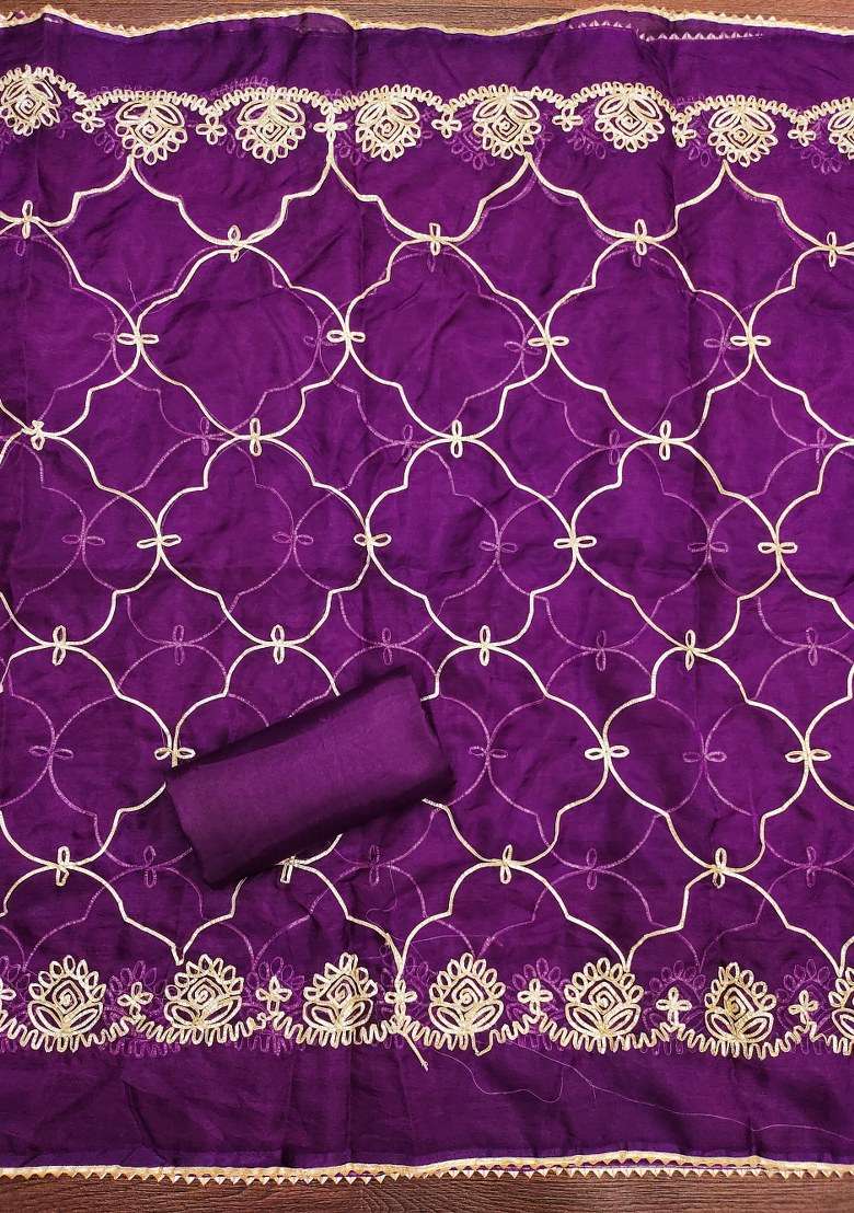 Multicolor Embroidered Organza Straight Kurta Set - Indya