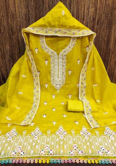 Light Green Embroidered Cotton Straight Kurta Set