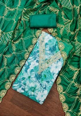 Multicolor Embroidered Viscose Dress Material