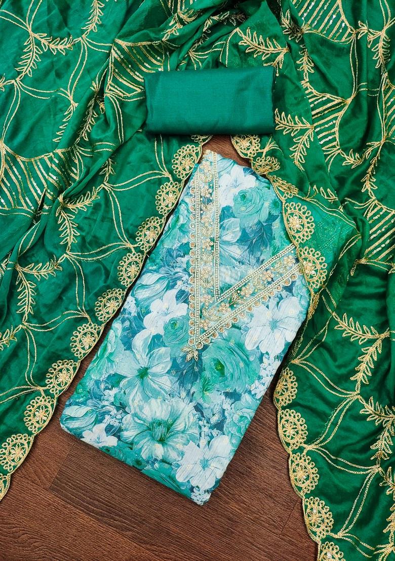 Multicolor Embroidered Viscose Dress Material