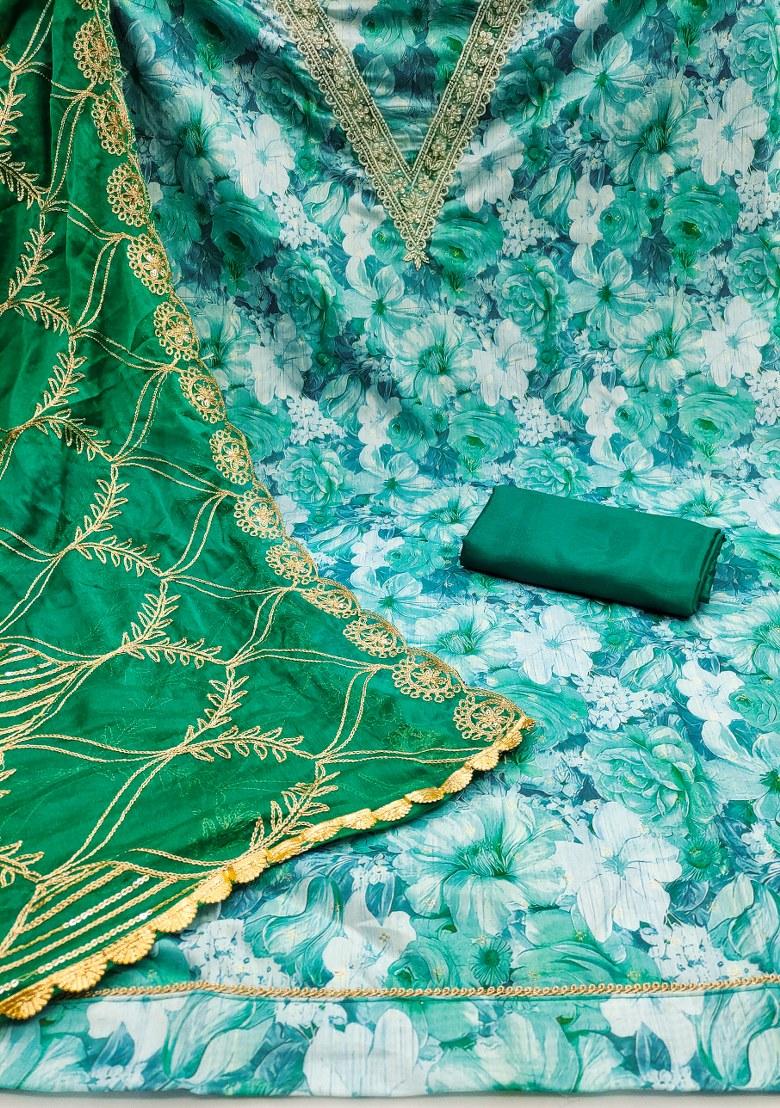 Multicolor Embroidered Viscose Dress Material