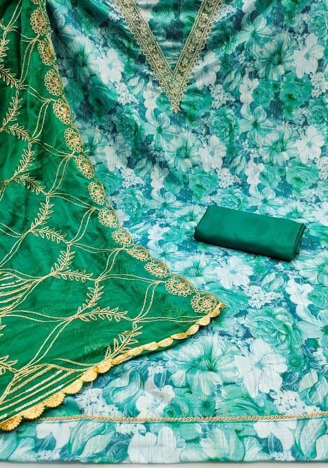 Multicolor Embroidered Viscose Dress Material