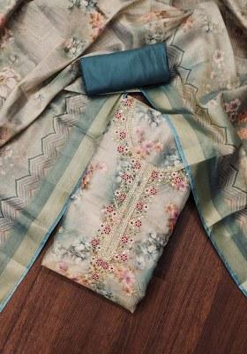 Multicolor Embroidered Viscose Dress Material