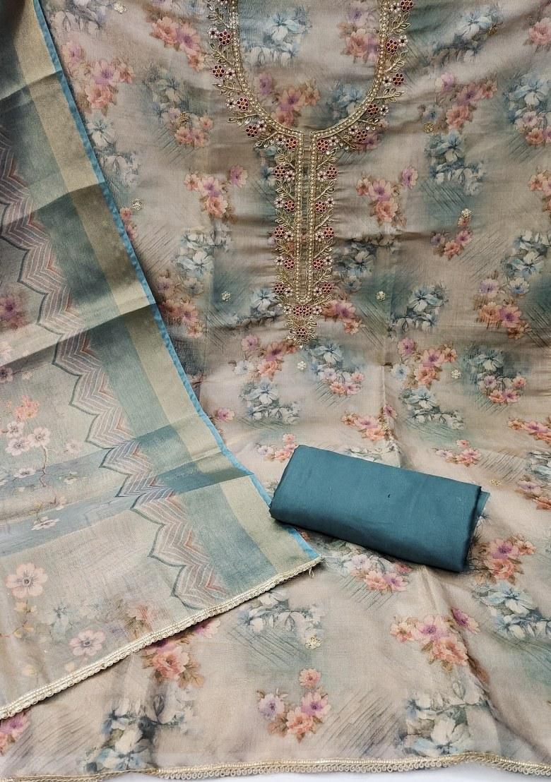 Multicolor Embroidered Viscose Dress Material