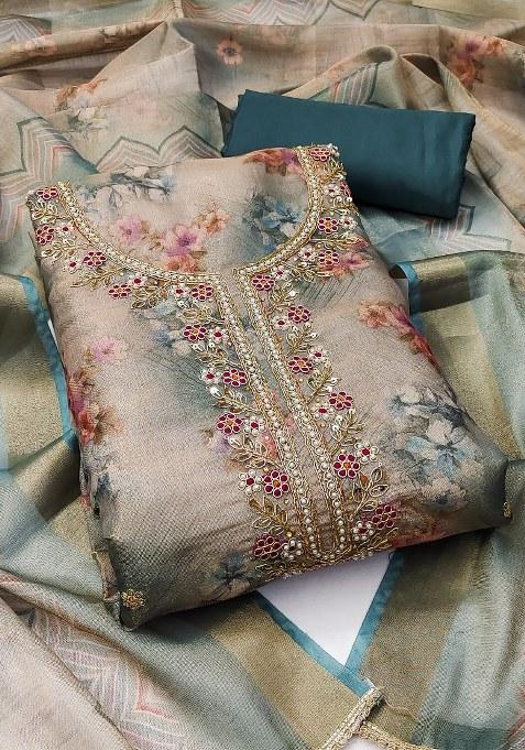 Multicolor Embroidered Viscose Dress Material