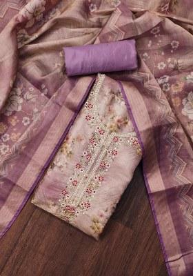 Multicolor Embroidered Viscose Dress Material